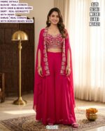 Designer Shrug Set With Real Georgette & Real Chinon Skirt And Beads Work