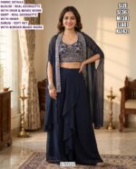 Designer Shrug Set With Real Georgette & Real Chinon Skirt And Beads Work