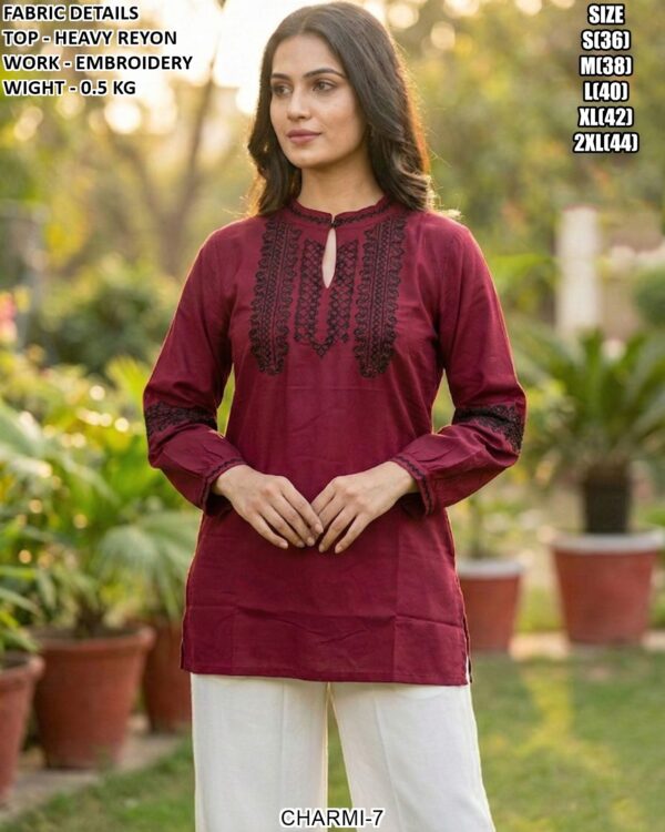 Modern Embroidered Women Top With Premium Finish