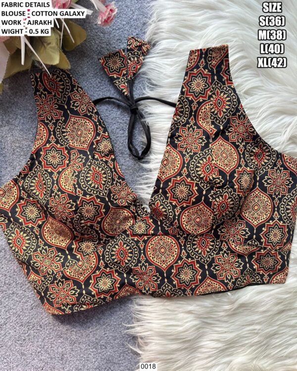 Women's Cotton Galaxy Blouse With Ajrakh Work