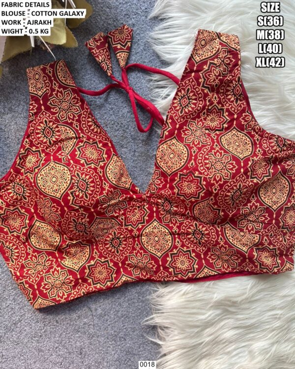 Women's Cotton Galaxy Blouse With Ajrakh Work