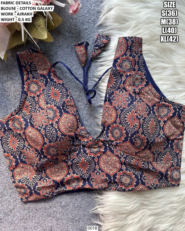 Women's Cotton Galaxy Blouse With Ajrakh Work