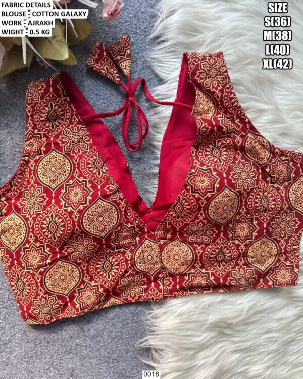 Women's Cotton Galaxy Blouse With Ajrakh Work