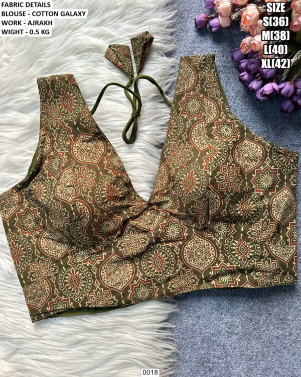 Women's Cotton Galaxy Blouse With Ajrakh Work