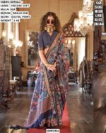 Women’S Traditional Digital Print Saree In Mulai Silk Fabric