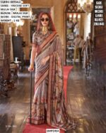 Women’S Traditional Digital Print Saree In Mulai Silk Fabric