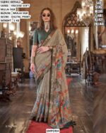 Women’S Traditional Digital Print Saree In Mulai Silk Fabric