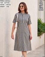 Comfortable Cotton Checks Dress For Women