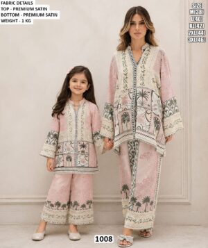 Mother Daughter Matching Premium Satin Co Ord Set