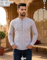 Men’s Linen Cotton Printed Kurta