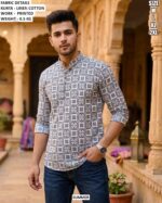 Men’s Linen Cotton Printed Kurta