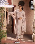 Mul Chanderi Applique Embroidery Suit Set With Dupatta