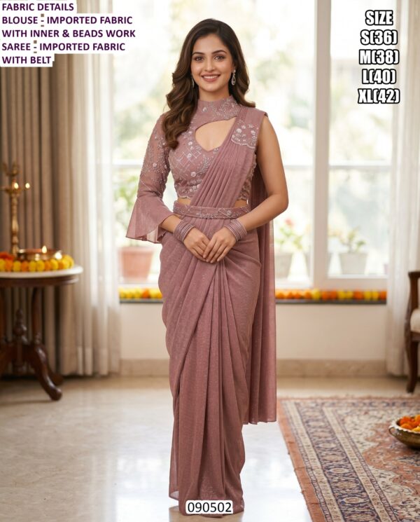 Premium Imported Saree With Statement Blouse Design