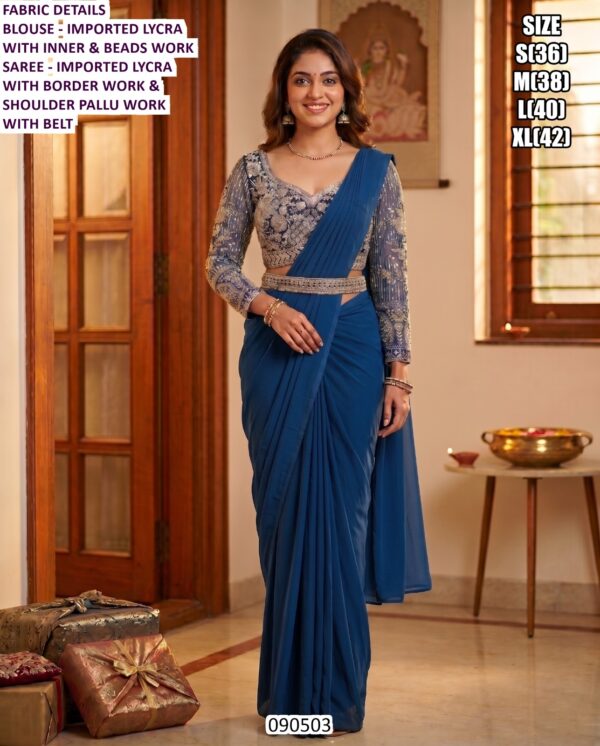 Trendy Imported Lycra Saree For Festive And Party Wear