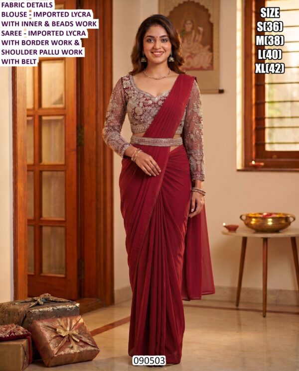 Trendy Imported Lycra Saree For Festive And Party Wear