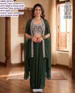 Designer Draped Skirt Set With Shrug And Beads Work