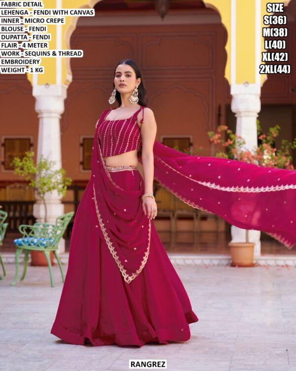 Fendi Lehenga Set With Sequins And Thread Embroidery