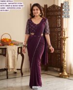 Designer Imported Lycra Designer Saree With Beads Work Blouse