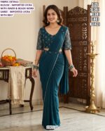 Designer Imported Lycra Designer Saree With Beads Work Blouse