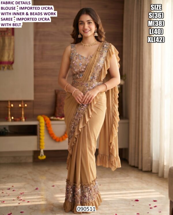 Fancy Imported Lycra Saree With Designer Blouse Set