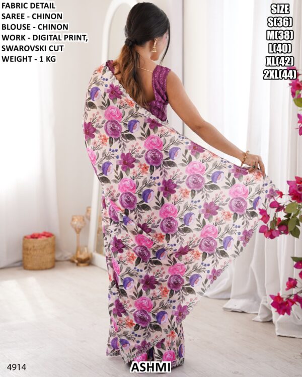 Premium Chinon Saree For Elegant Party And Festive Wear