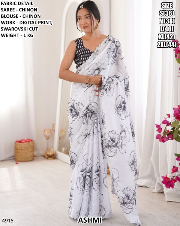 Premium Chinon Saree For Elegant Party And Festive Wear