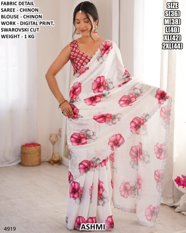 Premium Chinon Saree For Elegant Party And Festive Wear