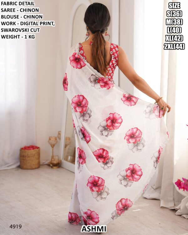Premium Chinon Saree For Elegant Party And Festive Wear