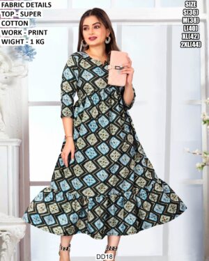 Casual And Festive Wear Super Cotton Printed Dress