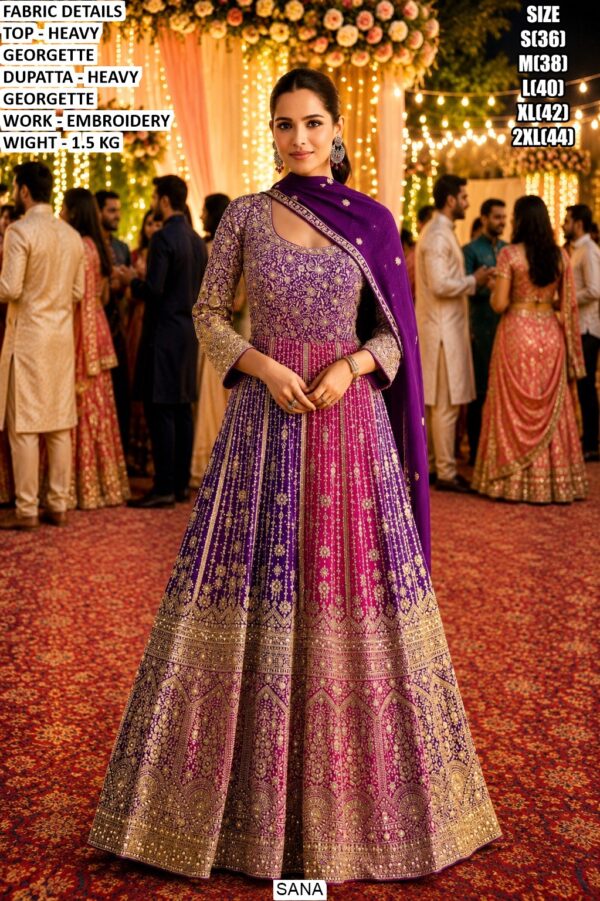 Heavy Georgette Embroidered Ethnic Outfit With Dupatta