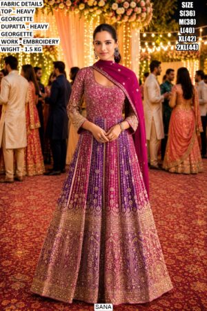 Heavy Georgette Embroidered Ethnic Outfit With Dupatta