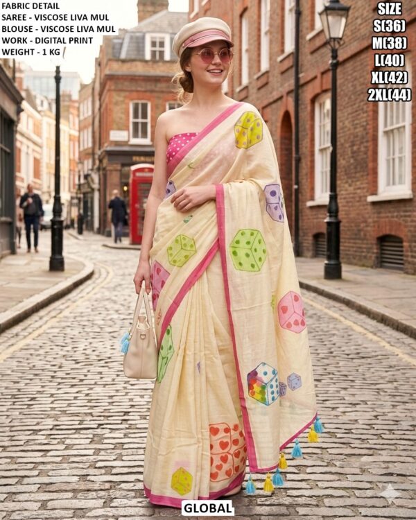 Designer Viscose Liva Mul Saree For Women