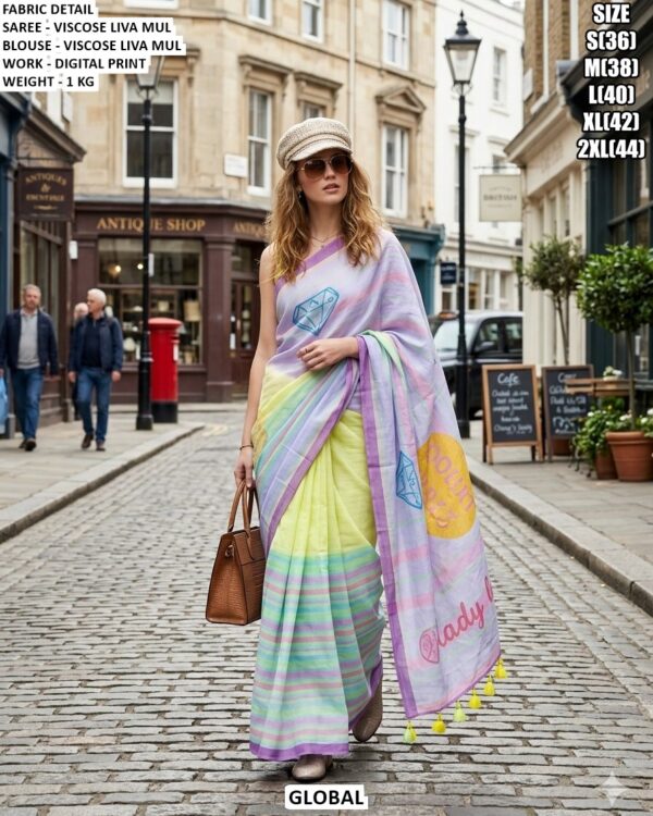 Designer Viscose Liva Mul Saree For Women