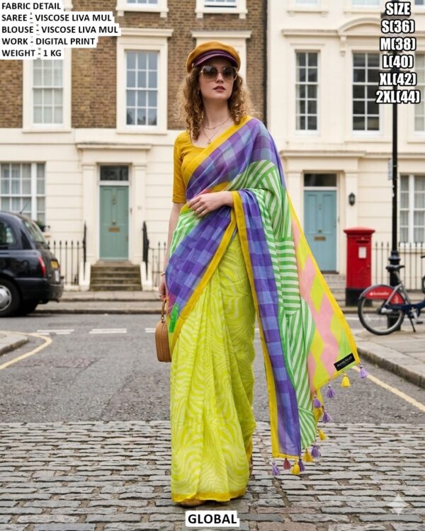Designer Viscose Liva Mul Saree For Women