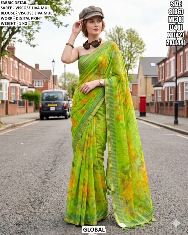 Designer Viscose Liva Mul Saree For Women