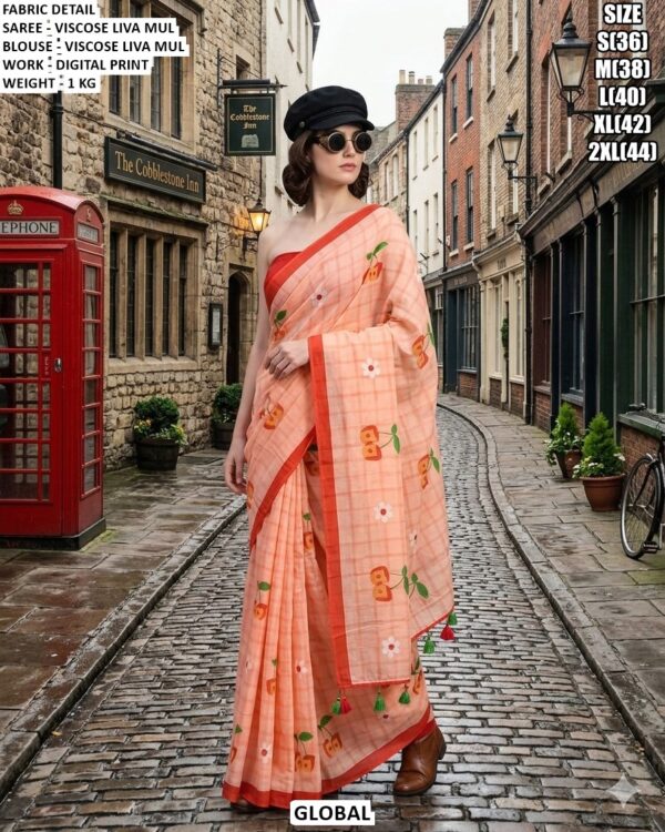 Designer Viscose Liva Mul Saree For Women
