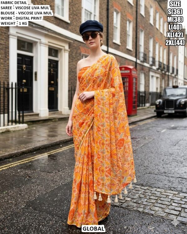 Designer Viscose Liva Mul Saree For Women