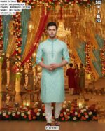 Men’s Jacquard Silk Kurta Pajama With Self Work