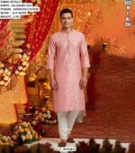 Men’s Jacquard Silk Kurta Pajama With Self Work
