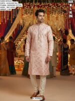Men’s Jacquard Silk Kurta Pajama With Self Work