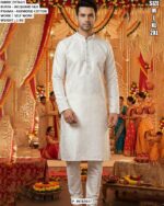 Men’s Jacquard Silk Kurta Pajama With Self Work