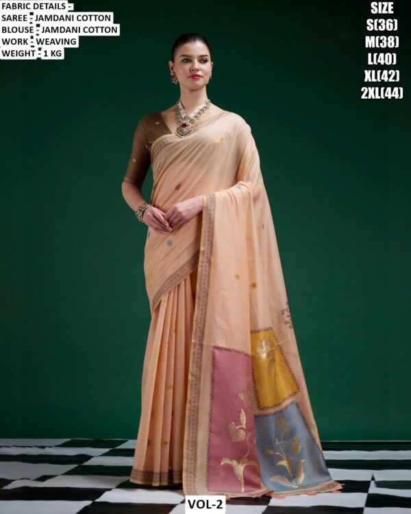 Graceful Jamdani Cotton Saree With Designer Appeal