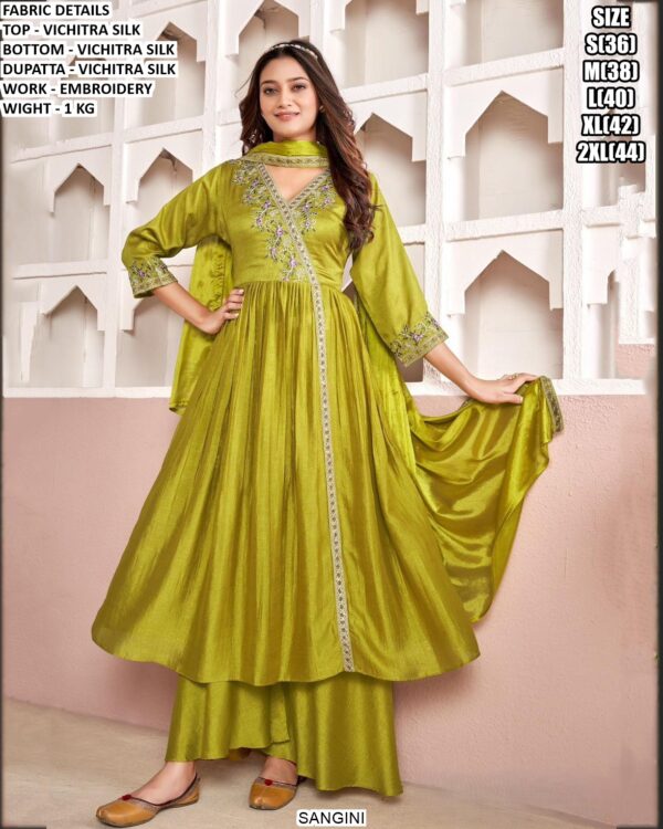 Stylish Vichitra Silk Ethnic Wear Set For Women