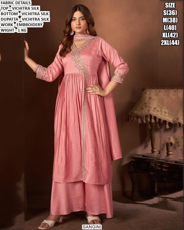 Stylish Vichitra Silk Ethnic Wear Set For Women