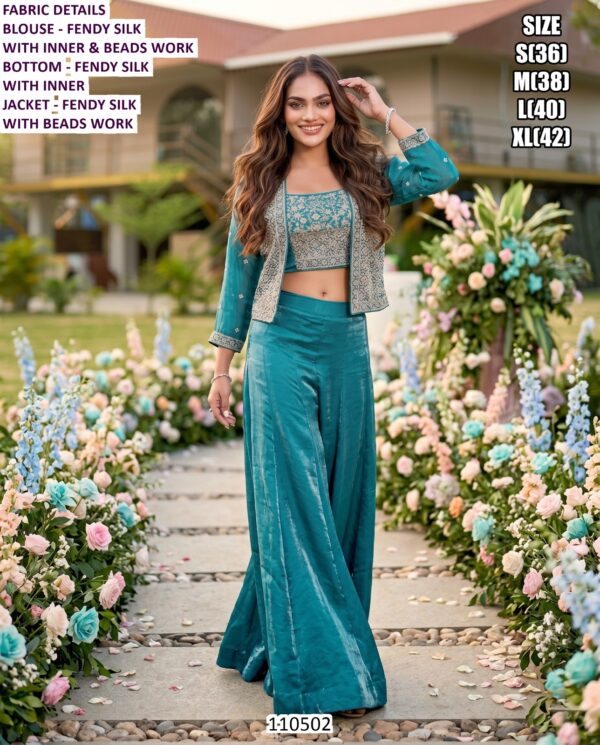 Premium Designer Fendy Silk And Real Georgette Shrug Set Collection