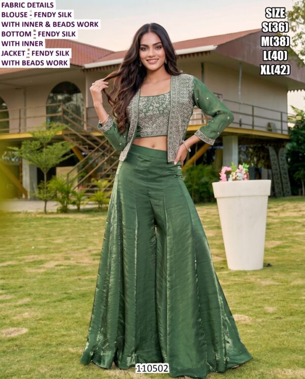 Premium Designer Fendy Silk And Real Georgette Shrug Set Collection