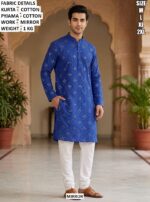 Elegant Mens Ethnic Cotton Kurta With Mirror Detailing
