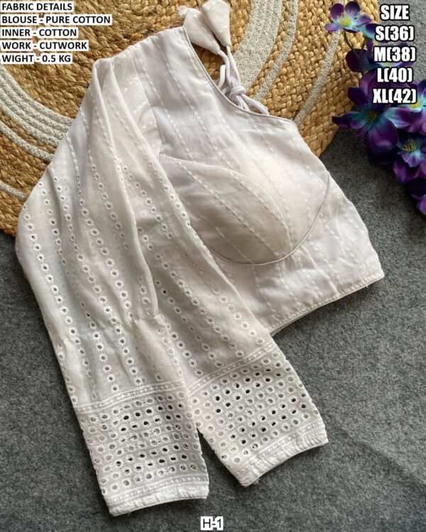 Pure Cotton Cutwork Designer Blouse With Inner