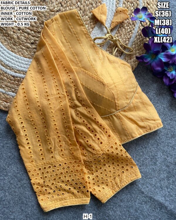 Pure Cotton Cutwork Designer Blouse With Inner
