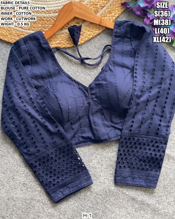 Pure Cotton Cutwork Designer Blouse With Inner